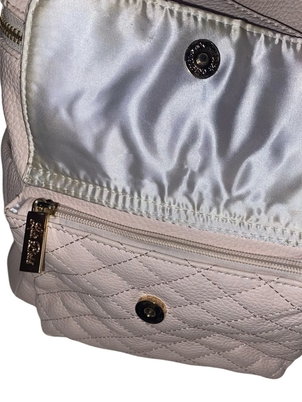 Luli Bebe’ Petit Monaco Faux/Vegan Leather Diaper Bag Baby Pink